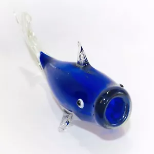 ART VETRO BOCCA LARGA 13" PESCE VIOLA AMETISTA MADE IN ITALIA RARO - Foto 1 di 9