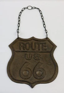 Route 66 Gusseisen Hängeschild Americana Erinnerungsstücke Mann Höhle Garage Werkstatt - Bild 1 von 6