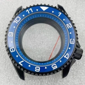 Modified 42mm Black Watch Case 316L S/S Sapphire Glass Blue Bezel for NH36 NH35 - Bild 1 von 2