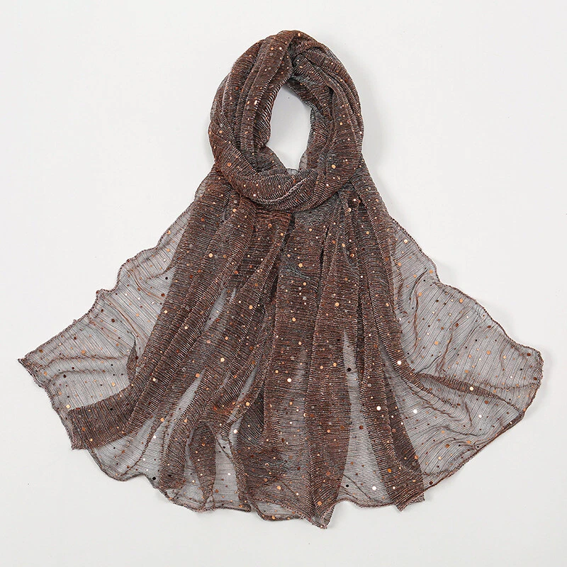 Mujeres Lunares Lentejuelas Brillante Bufanda Chal Envoltura Pañuelo Delgado Largo Ancho Bufandas Foto 1 de 4