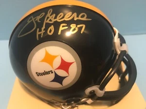 JOE GREENE SIGNIERTER MINIHELM HOF 87 AUFSCHRIFT Pittsburgh Steelers JSA - Bild 1 von 3