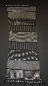 Black Egyptian Assuit Silver metal / net tulle fabric Wrap Shawl Scarf - Picture 1 of 5