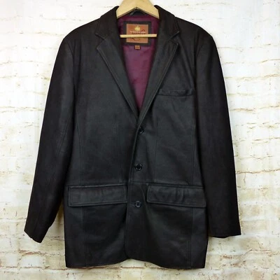 The Territory Ahead Pebbled Leather Jacket Mens S Black 3 Button Pockets VTG - Image 1 of 4