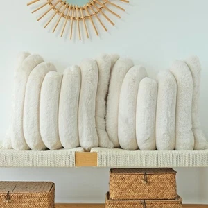 Pack of 2 Faux Fur Plush Decorative Throw Pillow Covers Couch Cushion Case So... - Picture 1 of 7