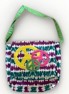 Bolso Bandolera Peace Tie Dye Hippie Love Púrpura Amarillo Verde Foto 1 de 4
