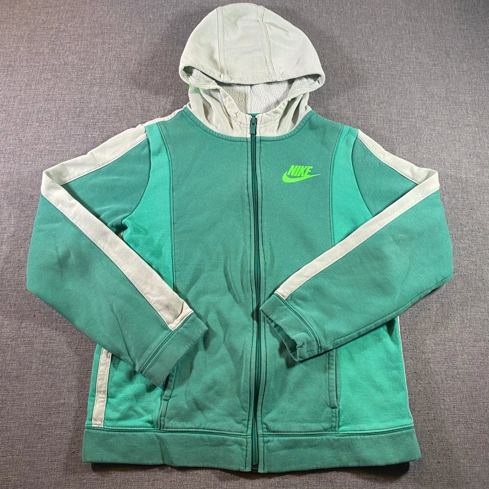 Chaqueta con Capucha Nike Cremallera Completa XL Extra Grande Verde Ropa Activa Bloques de Color Foto 1 de 4