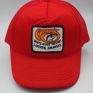 Vintage Gastons Mütze Cap Trucker rot Angeln weiß River Resort Arkansas 80er - Bild 1 von 7