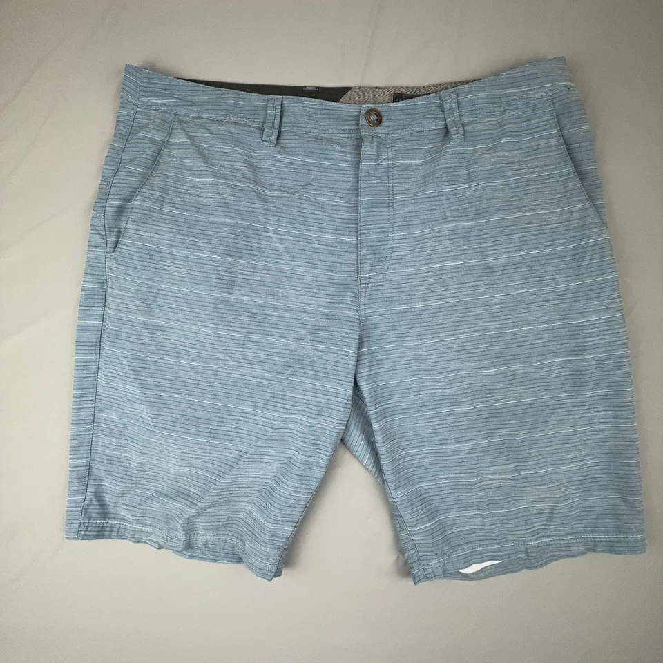 Volcom Shorts Men 38 Blue Striped Surf & Turf Hybrid Stretch Casual Summer - Image 1 of 4