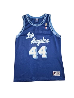 Vintage Champion NBA Los Angeles LA Lakers Jerry West Gold Logo Jersey 48 XL  - Image 1 of 4