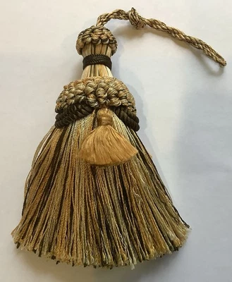 Llavero vintage borla/ORO/marfil/verde borla muebles seda algodón Foto 1 de 4