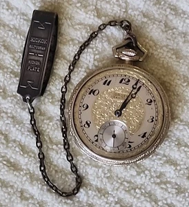 VINTAGE GRUEN 758 SEMI THIN 1 6 JEWELS POCKET WATCH - Picture 1 of 21