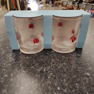 NWT Cynthia Rowley Mushroom Icon DOF Set of 2 Cocktail Glass Tumblers - Picture 1 of 3