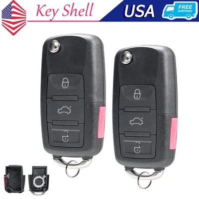 2 Llavero Repuesto Llavero Abatible Estuche 4 Botones Para Volkswagen Jetta Golf Passat Foto 1 de 4