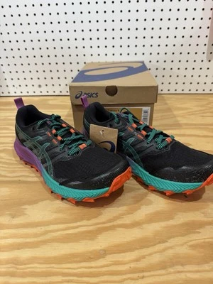 ASICS Gel Trabuco 9 womens running shoe size 8 Black/Baltic Jewel - Image 1 of 4