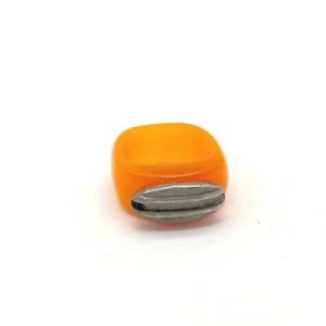 Anillo De Colección Pitaniello Boston Naranja Lucite Mod Acento Plateado Declaración Única - Imagen 1 de 8