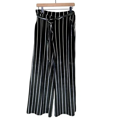 Pantalones de Terciopelo Umgee Cintura Elástica Rayas Pierna Ancha Verde Blanco Talla: Grande Boho  Foto 1 de 4