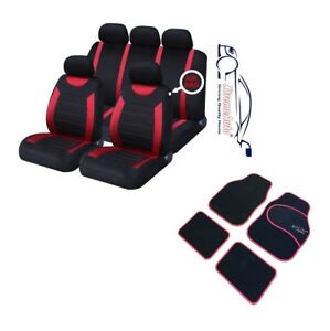 9 PCE Sports naby Red/Black Seat Covers + Matching Mat Set Volkswagen