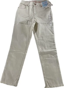Cat & Jack Girls Size 12 Girlfriend Jeans White Wash Adjustable Waist Stretch - Picture 1 of 4