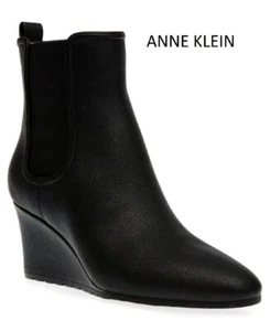Anne Klein Valore Black Wedge Ankle Bootie Sze 5.5 NIB - Picture 1 of 5
