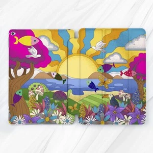 Psychedelic Hippie Floral Sun Case For iPad 10.2 Air 3 4 5 Pro 9.7 11 12.9 Mini - Picture 1 of 6