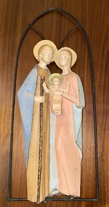 Vtg Mary Jesus Joseph Sacred Family Wall Hanging Hm Decor Made In Italy Unique - Picture 1 of 8