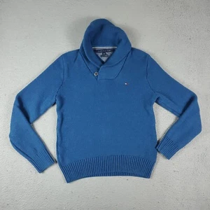 Tommy Hilfiger Sweater Kids Medium Blue Shawl Collar Pullover Sweatshirt - Picture 1 of 10