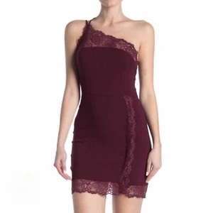 Free People abito slip bordeaux vetiver fiori premonizioni bodycon orlo pizzo XL - Foto 1 di 9