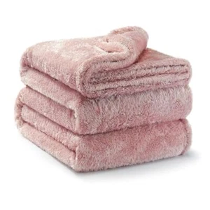 Plush Fuzzy Fleece Bed Blanket Queen Size, Super Soft, 90X90 IN Dusty Pink - Picture 1 of 7