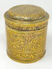 Box Cylindrical Brass Engraved XIX ° # Antique 19 Th Box