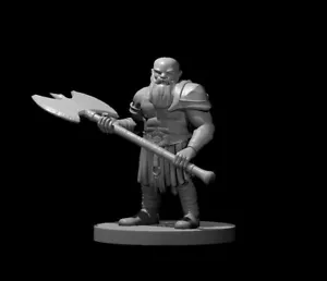 Dwarf Barbarian With Greataxe for D&D Dungeons and Dragons Pathfinder DND Mini - Imagen 1 de 1