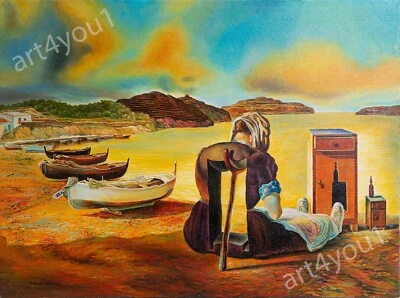 Cuadro al óleo Salvador Dalí "El destete de los muebles-nutrición" 18x 24cm Foto 1 de 4