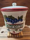 Biscotti Cookie Jar Hand Painted For Nonni Fruit Pattern 10 Tall