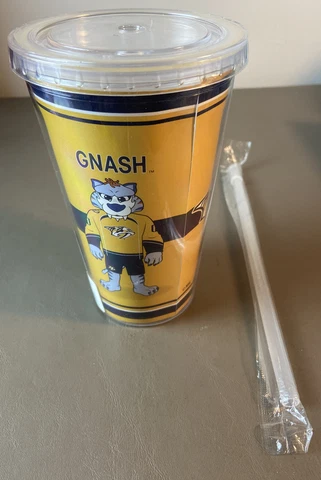 Nashville Predators NHL mascot Gnash 16oz plastic drinking cup (New) With Straw Cover