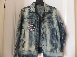 VINTAGE DISTRESSED DENIM JACKET COAT BLAZER SHIRT UK 10/12 SAMPLE - Picture 1 of 3