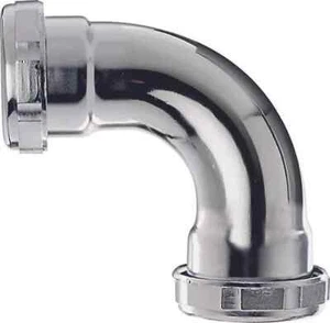 Plumb Pak PP242 Drain Elbow 90deg 22ga, 1-1/4", Chrome - Picture 1 of 4