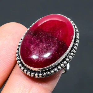 Ruby(Simulated) Gemstone Handmade Gift 925 Sterling Silver Jewelry Ring 7.5" d88 - Picture 1 of 4