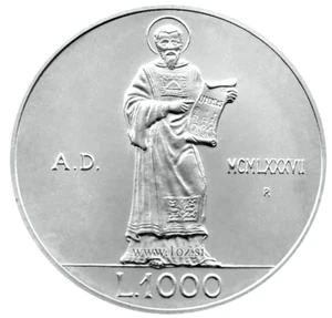 SAN MARINO 1000 LIRE 1987 (COINAGE RESUMPTION) SILVER Commem. Coin (KM# 210) UNC - Picture 1 of 5