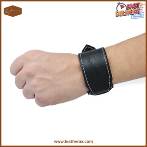 Genuine Leather Cuff Bracelet for Men Women - Single Strap Minimalist Wristband - Picture 1 of 9