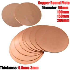 Copper Plate Sheet Round Dia 50mm 100mm 150mm 200mm Round Plate Thick 0.8mm-3mm - Picture 1 of 9