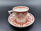 Coupe à thé et soucoupe rouille Mintons 19ème siècle Danemark rouge-orange blanc 