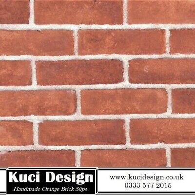 Handmade Orange Brick Slips, Wall Cladding, Feature Wall, Brick Tiles SAMPLE • 1.14€