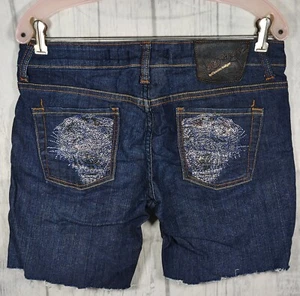 Ed Hardy Rhinestone Bling Big Cats Christian Audigier Denim Long Shorts Size 30 - Picture 1 of 7
