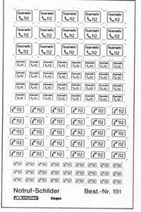 1:87 Decals "112 Feuerwehr Notruf" - Aufkleber Modellbau H0 6x10cm weiß - Bild 1 von 1