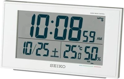 Reloj Despertador Seiko con Termómetro Temperatura BC402W Blanco Reloj Digital Calendario Foto 1 de 4