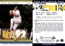Billy Buckner 2005 MultiAd Burlington Bees #6 Card *AutographDen*