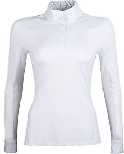 HKM Hunter Competition Shirt - Long-Sleeved- White - 1/4 Zip Front