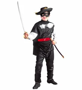 CARNEVALE COSTUME ZORRO BANDITO MASCHERATO BAMBINO 5/7 ANNI - Foto 1 di 2