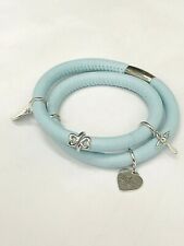 Endless Blue Leather Bracelet with Charms