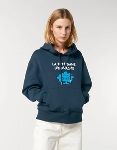 Hoodie Woman - La Heads IN the Clouds 2. Hoodie Color Navy Blue - Picture 1 of 3
