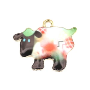 5 HELLE BUNTE CHARM-ANHÄNGER IN SCHAFFORM EMAILLE VERGOLDET   - Bild 1 von 2